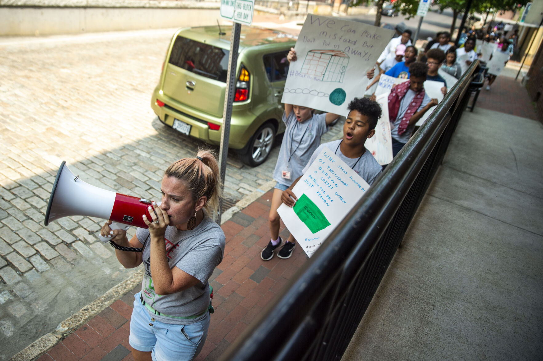 The Listening's Freedom School program march along Jefferson Street